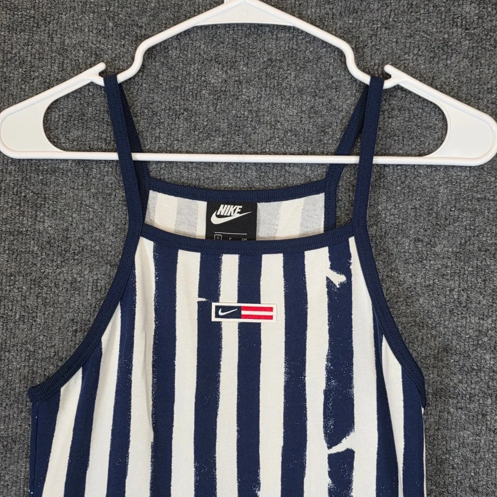 Nike Womens Navy/White Stripe Femme Americana Dress Small Blue White Striped